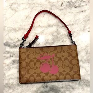 Coach Tan and Pink Cherry Wristlet